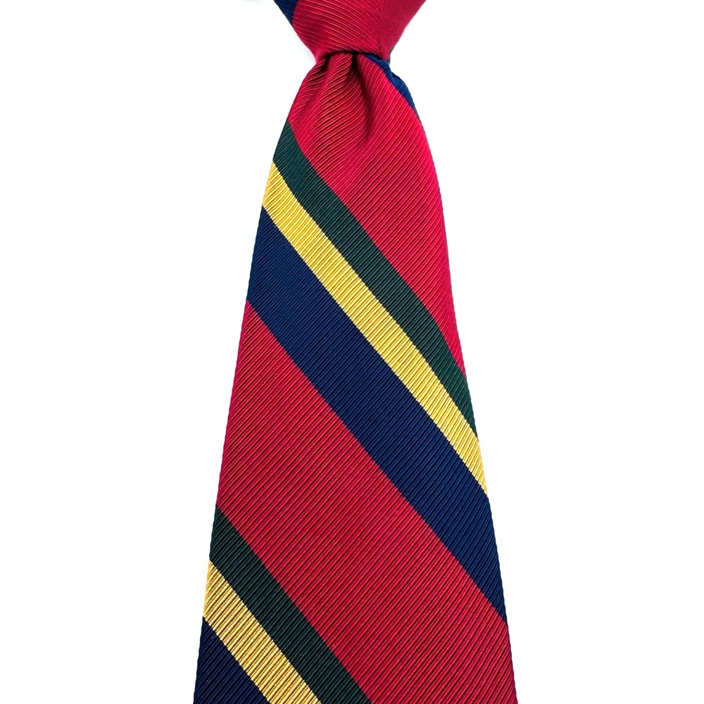 VTG Ferrell Reed Silk Tie Men 60x4 Red Navy REPP Striped Designer Hand Made